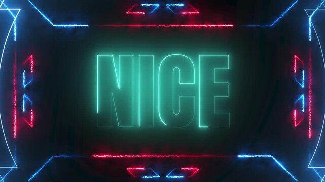 Nice Feedback Neon Text Animation with Cyberpunk HUD Frame Loop 4k video