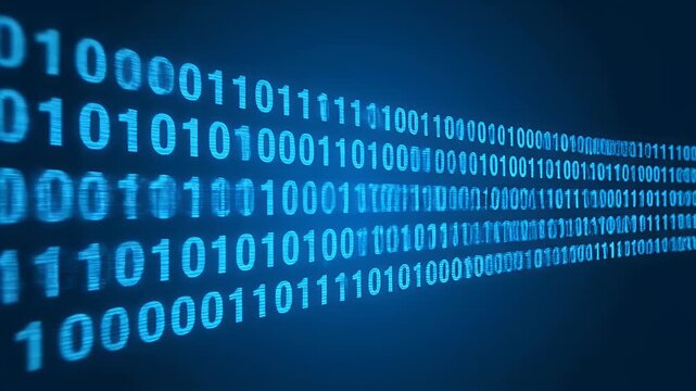 Blue Binary Code Stream Digital Technology Futuristic Background Animation