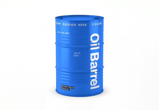 Industrial Metal Oil Barrel Drum Mockup