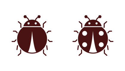 Stylized ladybug icon vector design in flat brown monochrome style for nature and insect themed graphic projects and minimalist branding © Meghna