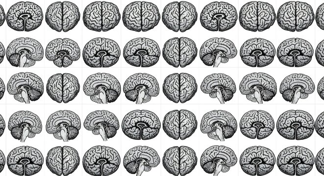 Anatomical illustration of human brain cross sections pattern design