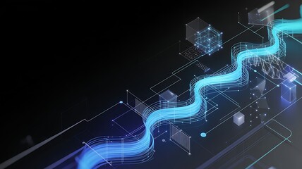 Obraz premium Futuristic tech abstract technology background with copy space, Artificial Intelligence, Big Data, Database Concept - 3d illustration