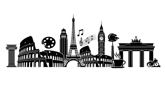 Silhouette of Famous Landmarks from Around the World.