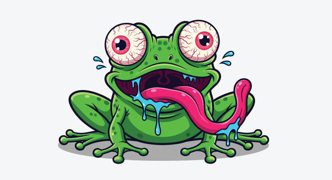 Crazy Frog with Big Eyes and Long Tongue.