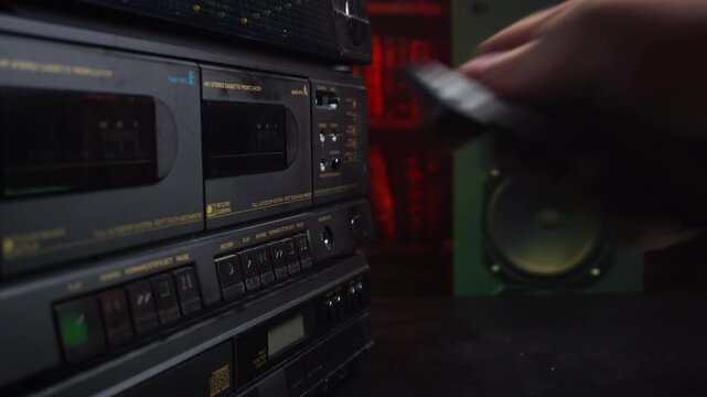 Audio Cassette Tape, Stopping and Ejecting Tape With Speaker in Background