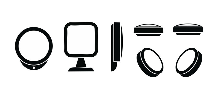 Smart Security Camera Icon Set, Surveillance Device Vector Collection, CCTV Dome and Square Shapes in Various Angles, Minimalist Black Silhouette Graphics for Home Security and Monitoring Systems Desi