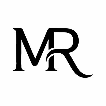 Black letters M and R monogram logo isolated on white background flat illustration