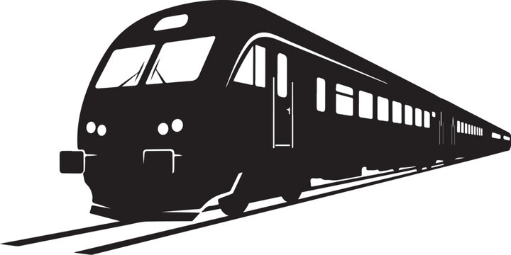 Black train, vector train silhouette, railway transportation icon, modern locomotive
