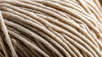 Fototapeta premium Yarn texture fiber thread wool pattern fabric soft beige macro closeup showing intricate crisscross threads and natural fibrous structure with creamy tones and detailed surface