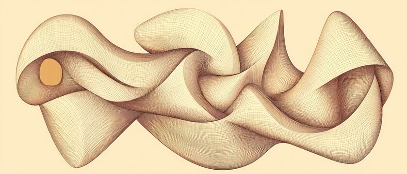 Beige abstract flowing forms dynamic interwoven composition