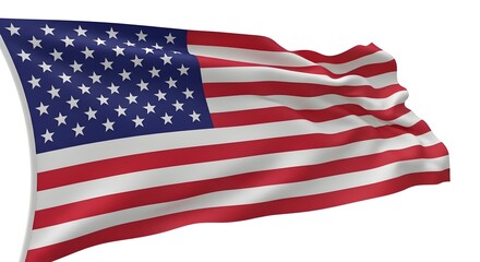 Obraz premium American flag waving on white background for 4th of July celebrations and patriotic events with copy space