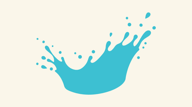 A blue splash of liquid on a beige background.