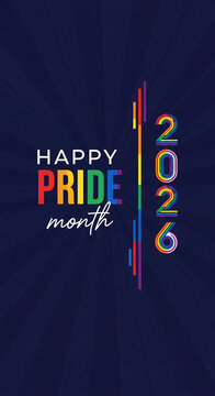 Rainbow pride colors highlight the text "Happy Pride Month 2020", symbolizing celebration and inclusivity for LGBTQ+ community