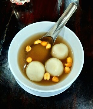 Traditional Wedang Ronde Ginger Drink with Rice Balls