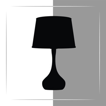 black bedside table lamp silhouette on a minimal background 2d vector illustration, vector art
