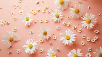Obraz premium White daisies peach background
