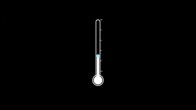 Abstract thermometer animation showing temperature drop on black background in minimal line art style.