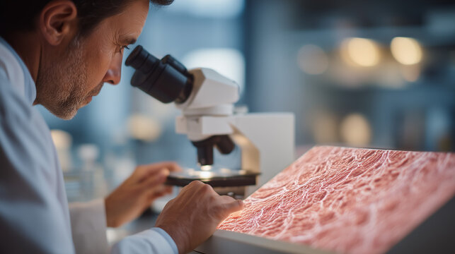 Pluripotent stem cell differentiation experiment yielding cardiac muscle cell contractile activity visible under fluorescence microscope, close up hands adjusting imaging parameters, cardiologist re