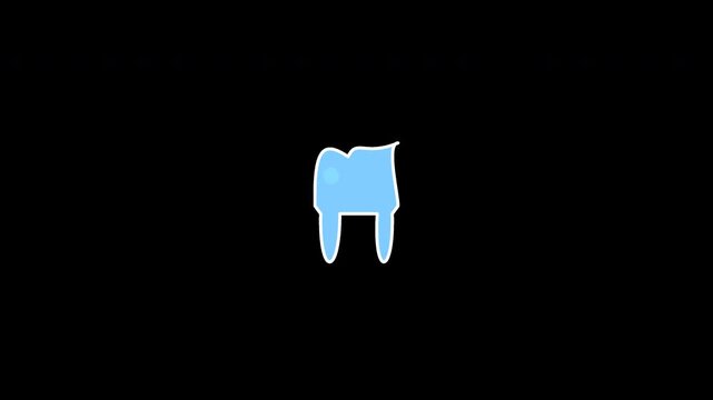 Animated light blue tooth icon pulsating rhythmically in minimal graphic style.