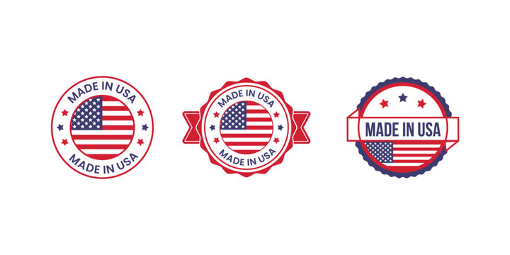 Set of made in usa labels and badges with american flag design