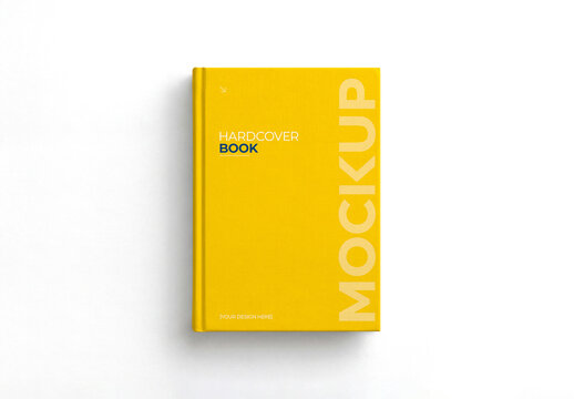 Hardcover Book Mockup on White Surface