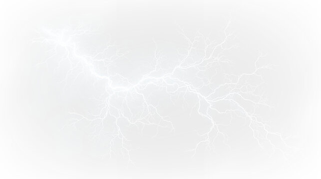 Blue and white lightning bolt with cloud outline isolated on transparent background during a storm event, light overlay, PNG