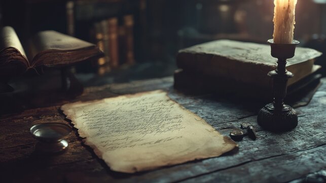 Antique documents on table