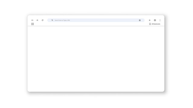 Open web browser interface in light mode, featuring a prominent search bar, navigation arrows, and various icons on an empty page