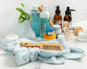 Fototapeta premium Wellness and hygiene products for daily body care