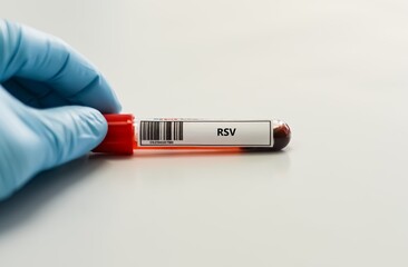 Obraz premium Blood sample tube for respiratory syncytial virus (RSV) test analysis.