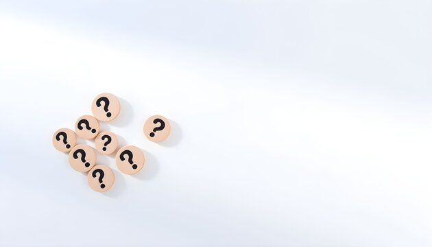 Several wooden blocks with question marks are arranged on a surface.