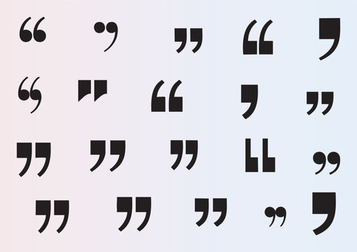 Collection of various quotation mark styles and designs isolated on transparent background