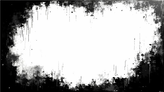 Vector Grunge abstract frame design with a blank central space, showcasing a raw and textured aesthetic. 