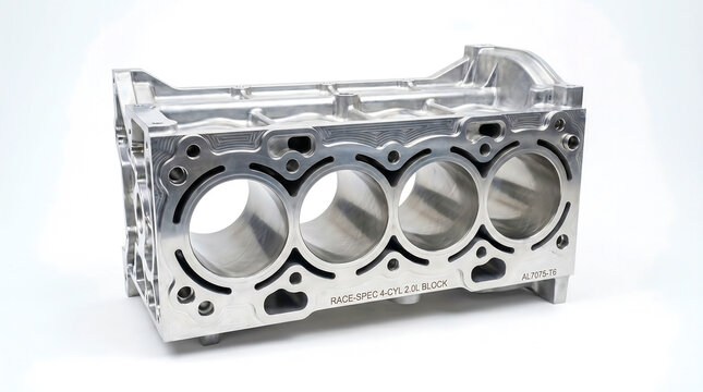 Aluminum engine cylinder head with four combustion chambers