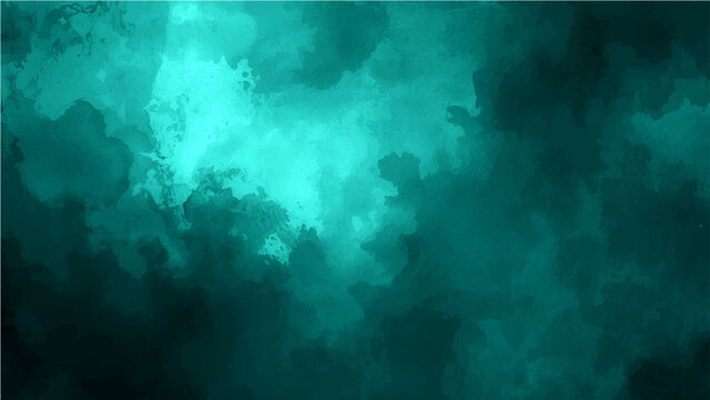 Vector Ethereal turquoise abstract design of fluid forms and cloud-like textures, evokes feelings of serenity and mystery. 