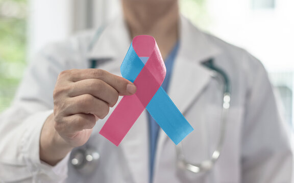 Pink light blue ribbon awareness for International Day to End Obstetric Fistula, Birth defects SIDS month, Infertility, Pregnancy Miscarriage, Infant Loss, Amniotic Fluid Embolism, Male breast cancer