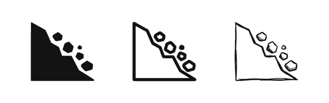 Landslide Warning Icon Set for Natural Disasters