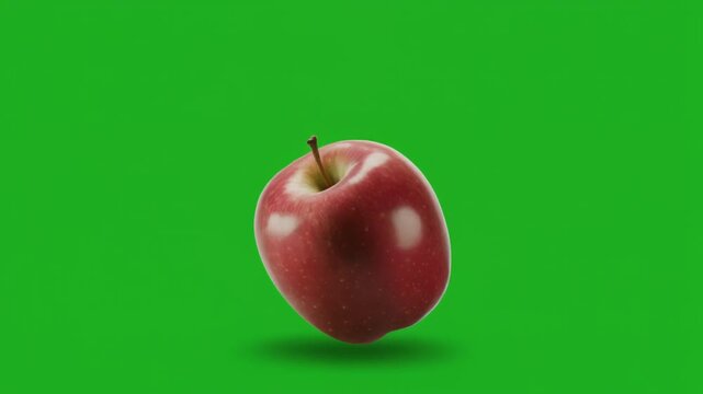 Apple Ripe Red Apple Falling in a Chroma Green Environment for Food Ads and Design