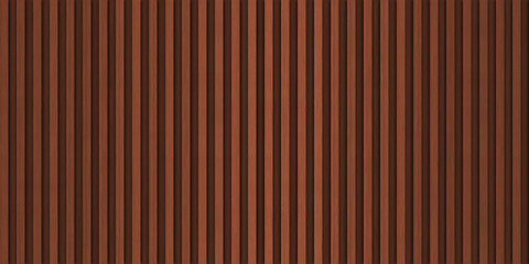 Obraz premium SEAMLESS background of warm dark brown wooden wall panel, natural wood paneling texture, decorative accent wall or acoustic panel design, repeating pattern.