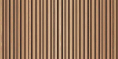 Obraz premium SEAMLESS background of light brown wooden wall panel, natural wood paneling texture, decorative accent wall or acoustic panel design, repeating pattern.