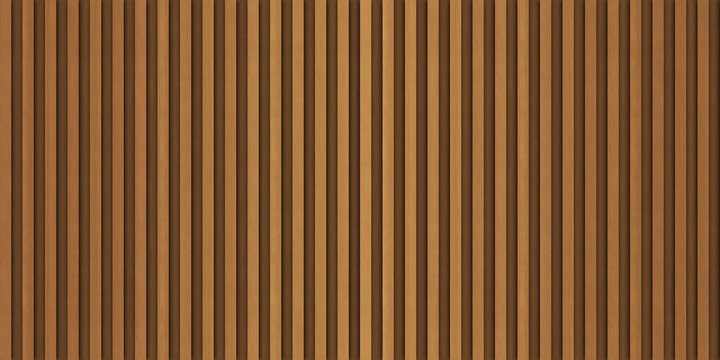 SEAMLESS background of honey brown wooden wall panel, natural wood paneling texture, decorative accent wall or acoustic panel design, repeating pattern.