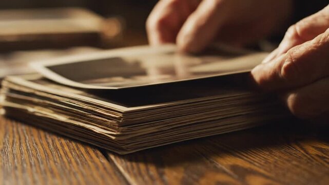 Flipping through a photo album, reminiscing about memories.