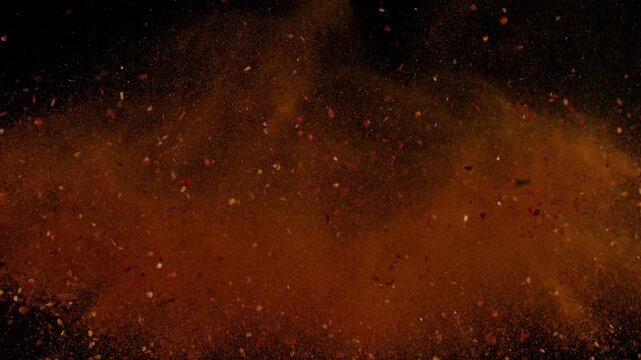 Dried Spices Mix Colliding in Super Slow Motion, 1000fps.
