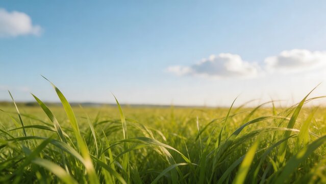 Green grass under blue sky