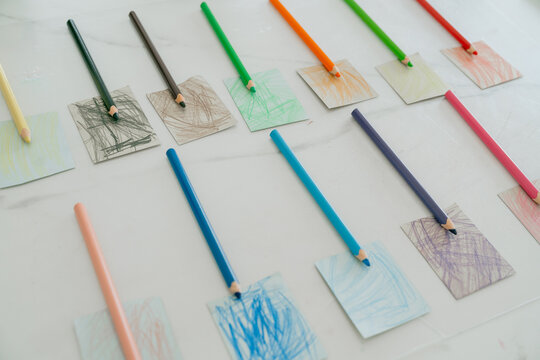 Color samples with pencils