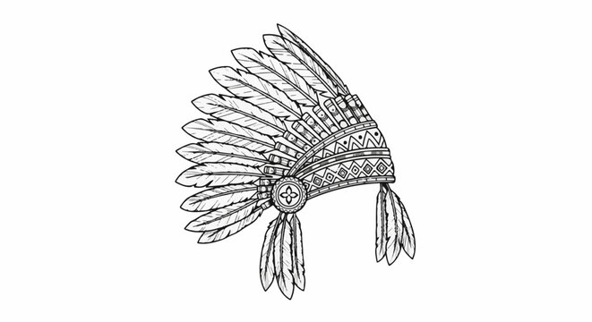 Elaborate feather headdress with intricate beaded patterns