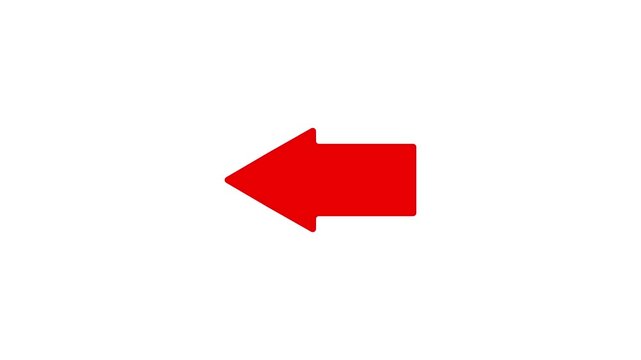 red arrow pointing left on green background,white background, alhpa channel. direction symbol indicating back or previous page. simple red pointer showing opposite direction.