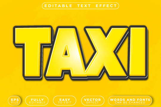 Taxi Cab Car Ride Transport Vehicle Vector Fully Editable Smart Object Text Effect