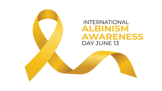 International albinism awareness day gold ribbon illustration with typography june 13 healthcare inclusion campaign design banner poster