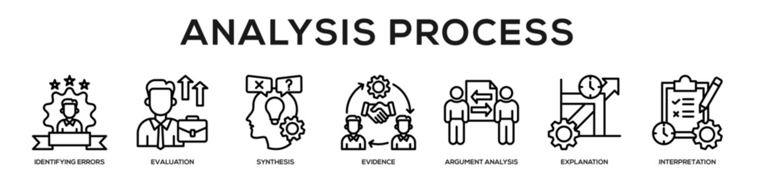 Analysis Process web banner icon illustration concept